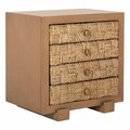 Safavieh 26 x 26 x 20 in. Rosario Woven Wood Nightstand, Natural & Dark Brown SFV1303B